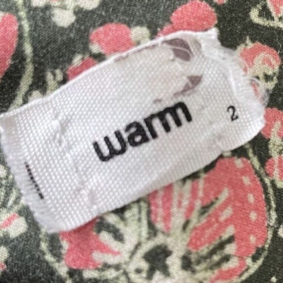 WARM Jumpsuit Womens Medium Floral V-Neck Sleeveless Green Pink Wide Leg Pockets - Picture 9 of 11